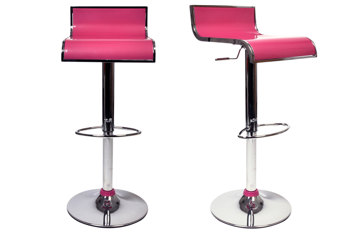Tabouret de bar / cuisine rose design WAVES (lot de 2)