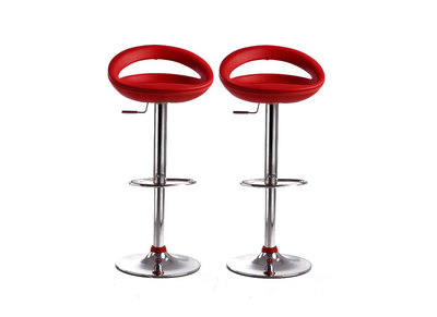 Tabouret de bar / cuisine rouge moderne PVC COMET (lot de 2)