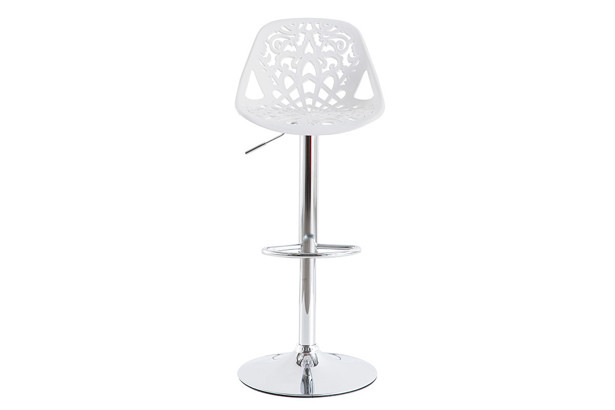 Tabouret de bar design baroque blanc BAROCCA