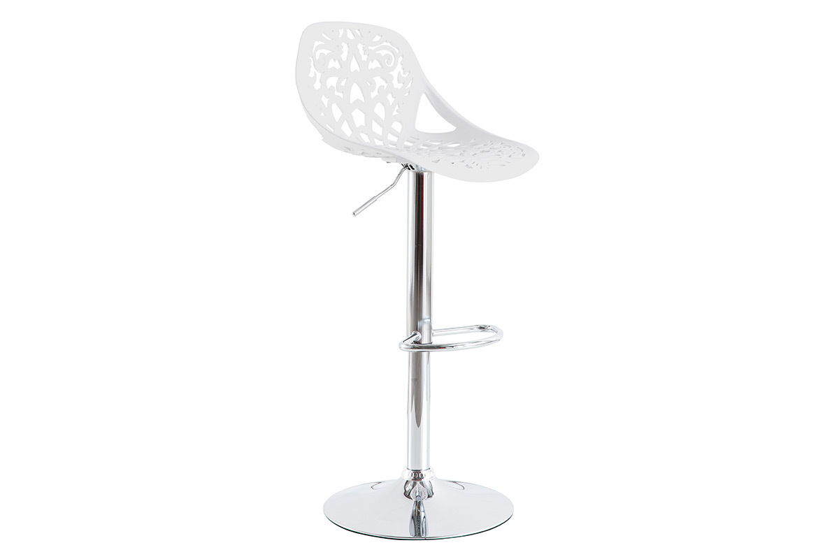 Tabouret de bar design baroque blanc BAROCCA