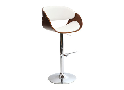 Tabouret de bar design blanc et bois BENT