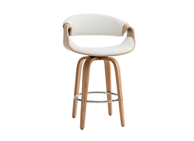 Tabouret de bar design blanc et bois clair 65 cm ARAMIS