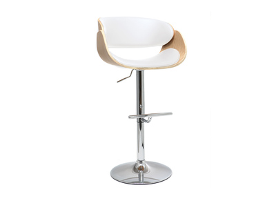 Tabouret de bar design blanc et bois clair BENT