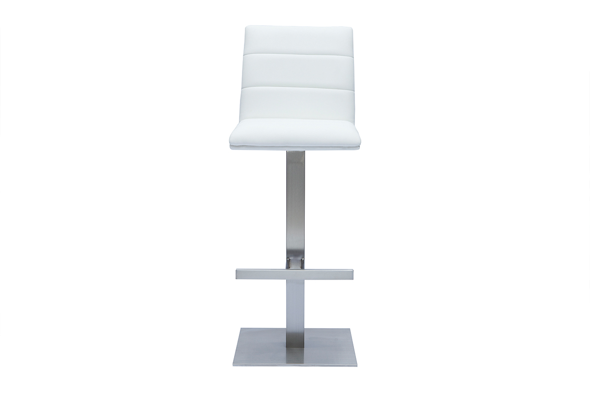 Tabouret de bar design blanc et inox bross� NENY