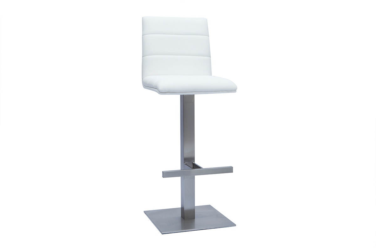 Tabouret de bar design blanc et inox bross� NENY