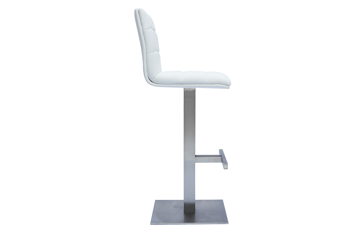 Tabouret de bar design blanc et inox bross� NENY