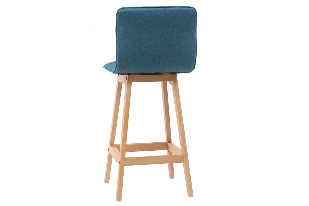 Tabouret de bar design bois et bleu canard 65 cm (lot de 2) EMMA