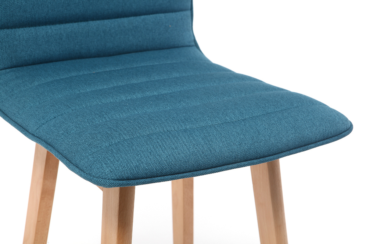 Tabouret de bar design bois et bleu canard 65 cm (lot de 2) EMMA
