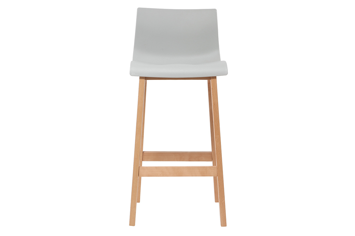 Tabouret de bar design bois et gris clair 75 cm (lot de 2) NEW SURF