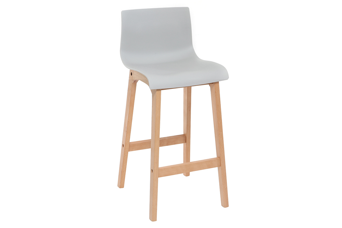 Tabouret de bar design bois et gris clair 75 cm (lot de 2) NEW SURF