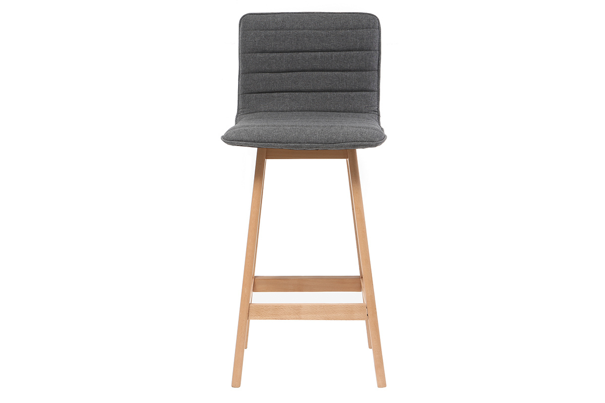 Tabouret de bar design bois et gris fonc� 65 cm (lot de 2) EMMA
