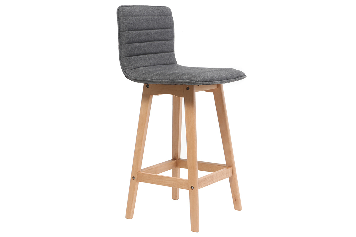 Tabouret de bar design bois et gris fonc� 65 cm (lot de 2) EMMA