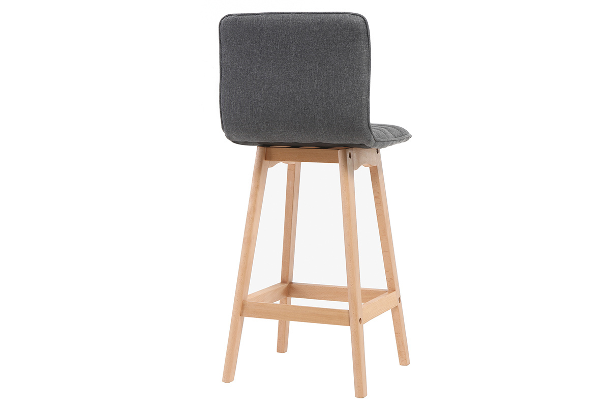 Tabouret de bar design bois et gris fonc� 65 cm (lot de 2) EMMA