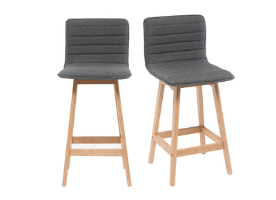 Tabouret de bar design bois et gris fonc&eacute; 65 cm (lot de 2) EMMA