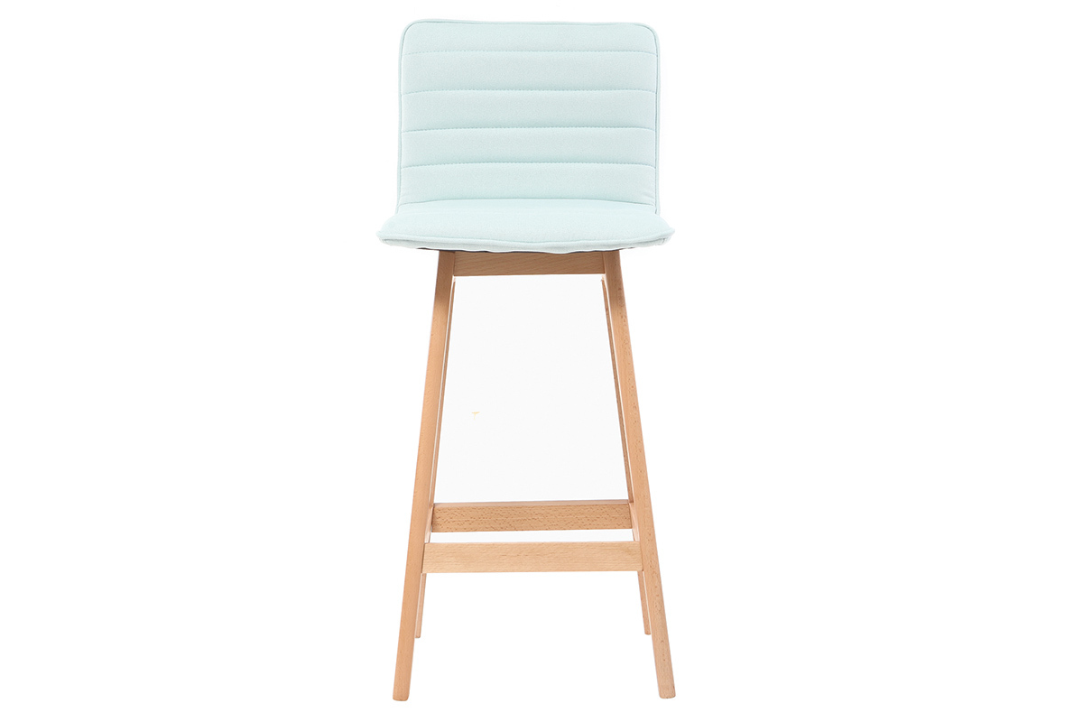 Tabouret de bar design bois et menthe  l'eau 65 cm (lot de 2) EMMA