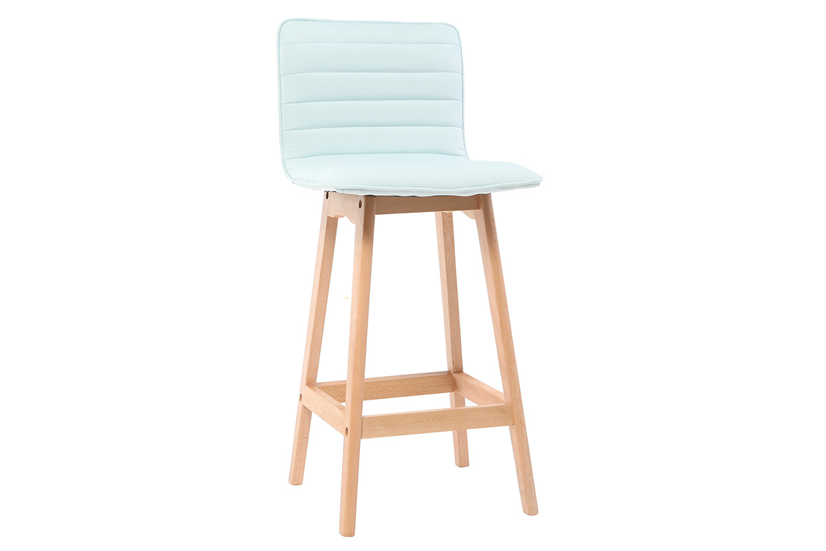 Tabouret de bar design bois et menthe  l'eau 65 cm (lot de 2) EMMA