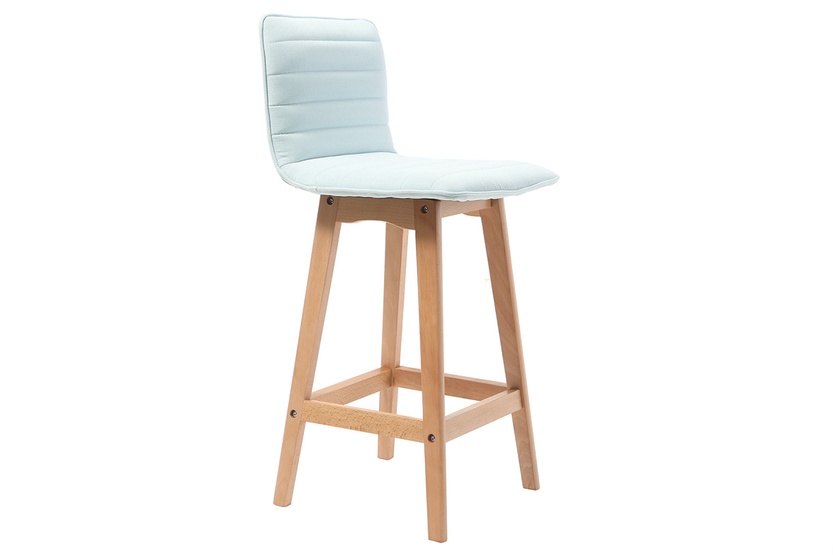 Tabouret de bar design bois et menthe  l'eau 65 cm (lot de 2) EMMA