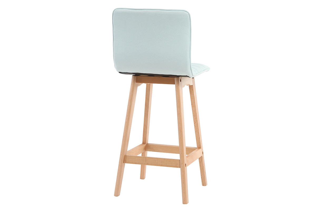Tabouret de bar design bois et menthe  l'eau 65 cm (lot de 2) EMMA
