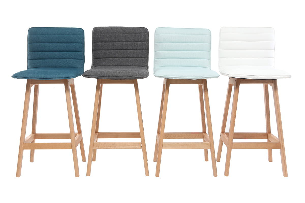 Tabouret de bar design bois et menthe  l'eau 65 cm (lot de 2) EMMA
