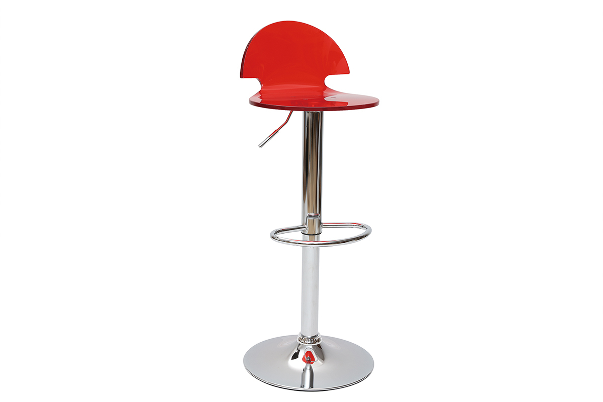 Tabouret de bar design en plexiglas rouge transparent ORION