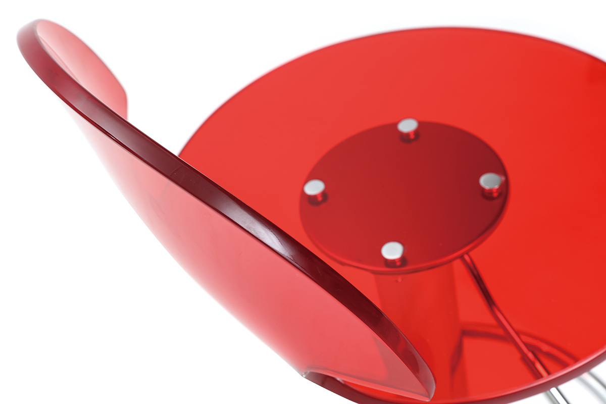 Tabouret de bar design en plexiglas rouge transparent ORION