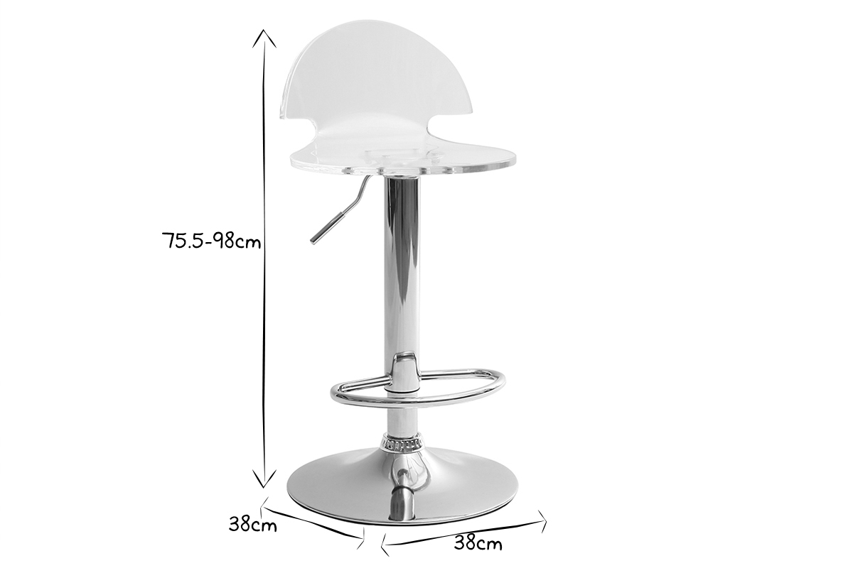Tabouret de bar design en plexiglas transparent ORION