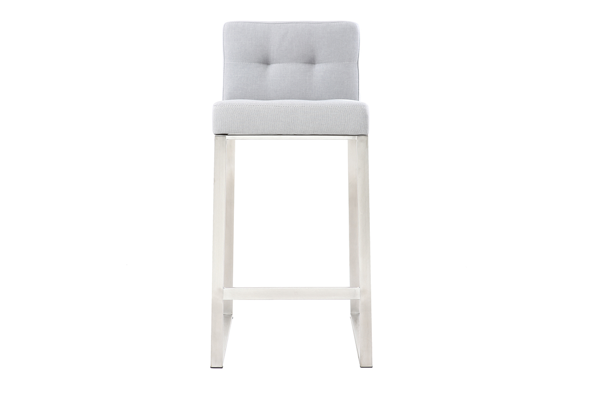 Tabouret de bar design m�tal et tissu gris clair 66 cm (lot de 2) HALEY