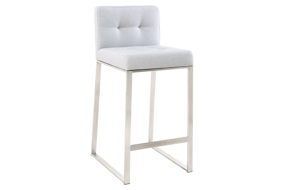 Tabouret de bar design m�tal et tissu gris clair 66 cm (lot de 2) HALEY
