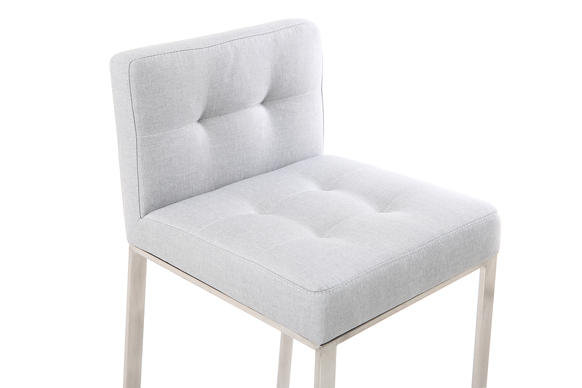 Tabouret de bar design m�tal et tissu gris clair 66 cm (lot de 2) HALEY
