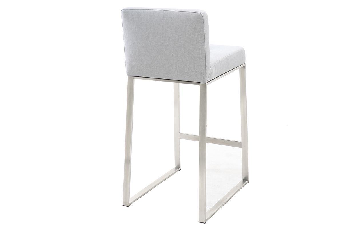 Tabouret de bar design m�tal et tissu gris clair 66 cm (lot de 2) HALEY