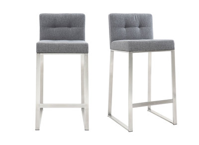 Tabouret de bar design m&eacute;tal et tissu gris fonc&eacute; 66 cm (lot de 2) HALEY