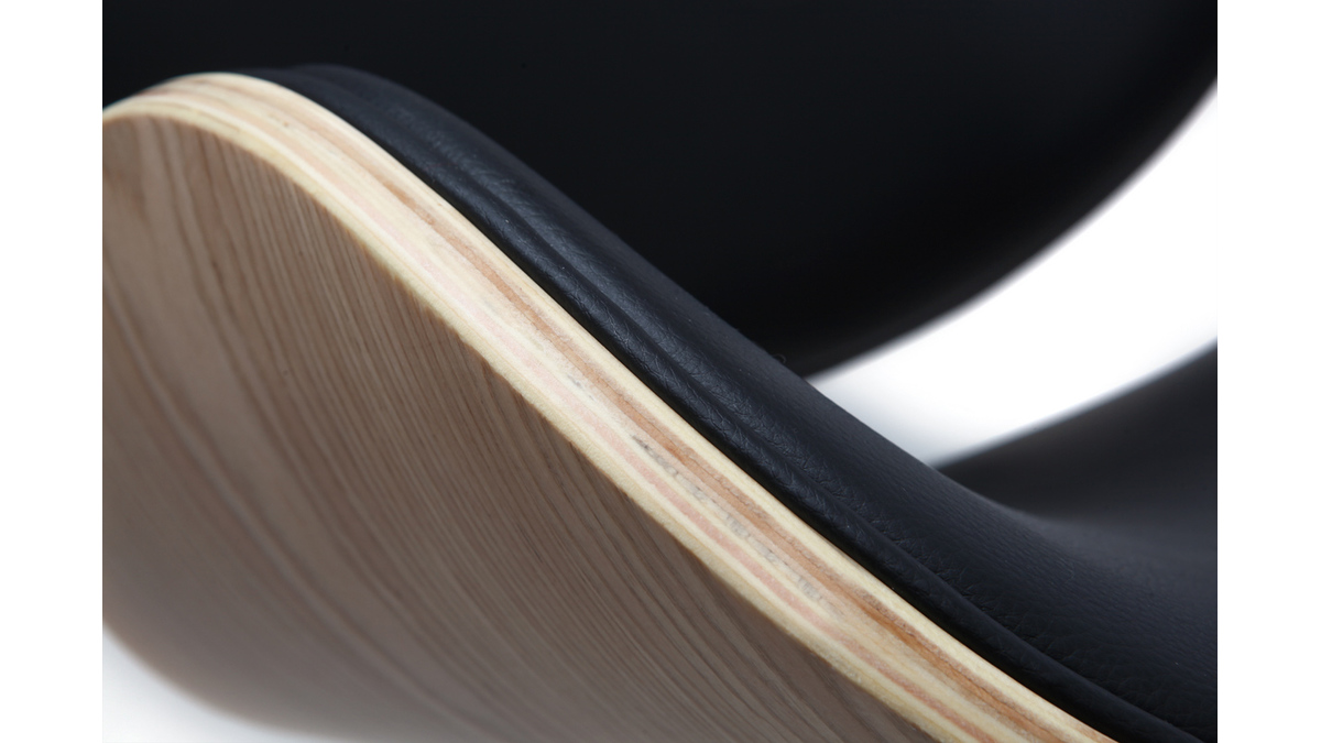 Tabouret de bar design noir et bois clair WALNUT