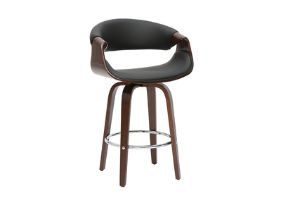 Tabouret de bar design noir et bois foncé 65 cm pivotant 360° ARAMIS