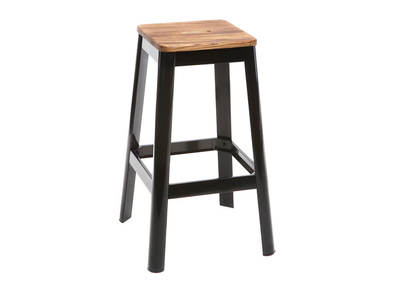 Tabouret de bar design noir et bois H75 cm NICK