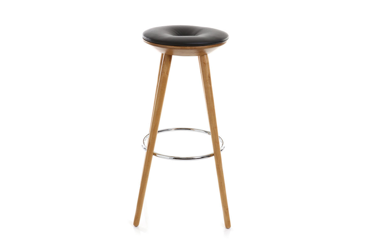 Tabouret de bar design noir et bois NORDECO