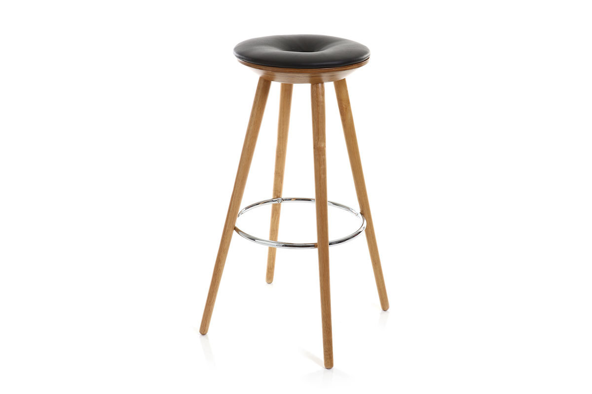 Tabouret de bar design noir et bois NORDECO