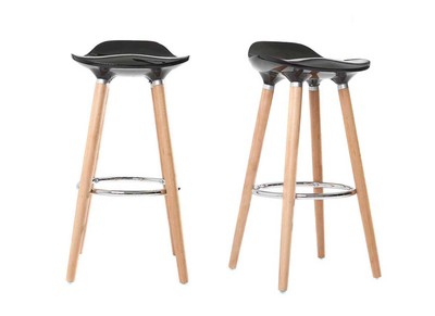 Tabouret de bar design noir scandinave lot de 2 GILDA
