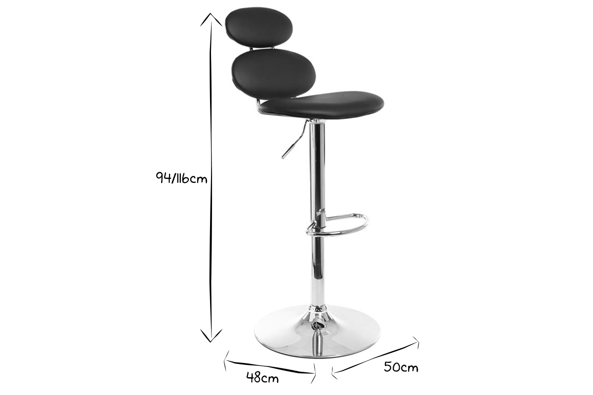 Tabouret de bar design noir STONE
