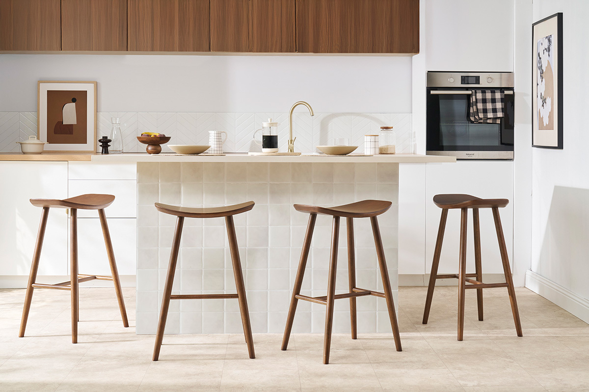 Tabouret de bar design noyer H72 cm DEMORY