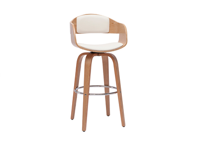 Tabouret de bar design pivotant blanc et bois clair H65 cm GAO