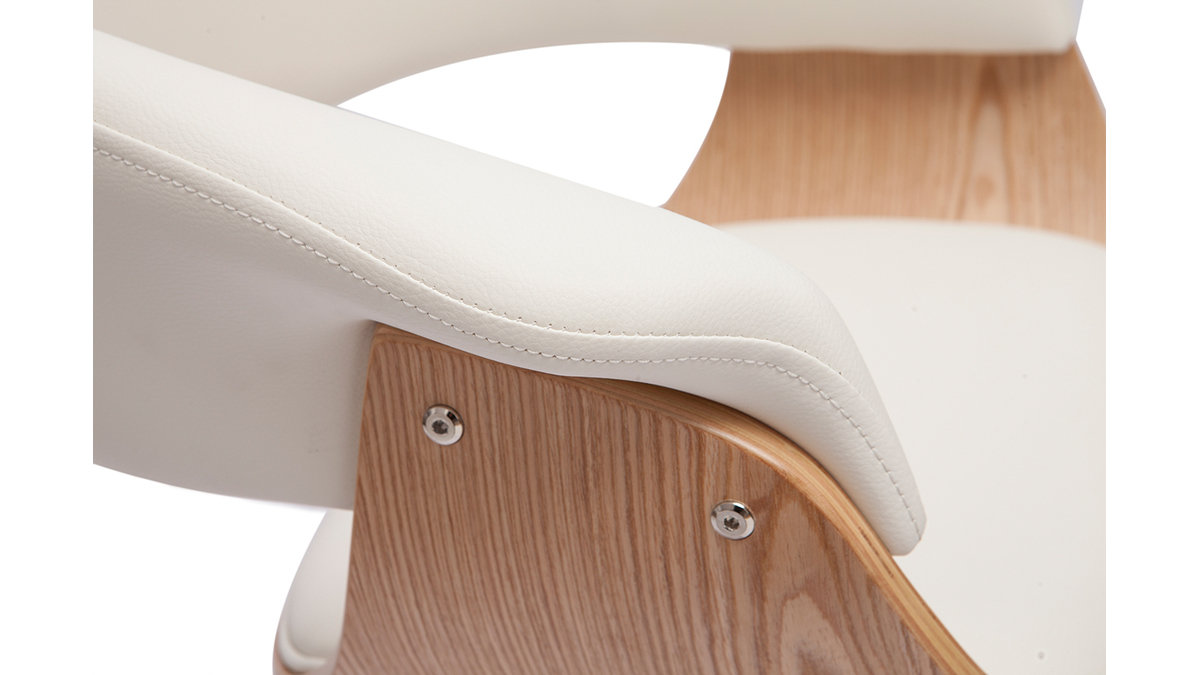 Tabouret de bar design pivotant blanc et bois clair H67 cm OKTAV