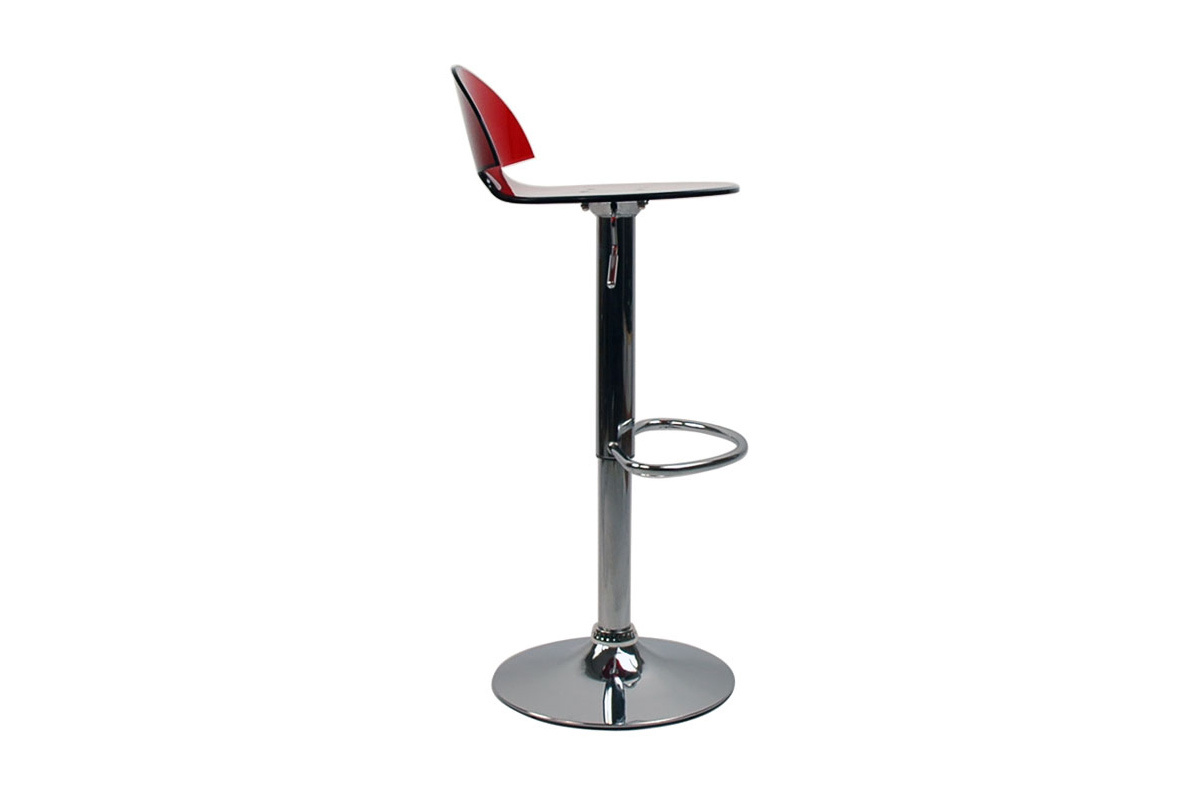 Tabouret de bar design plexiglas rouge transparent lot de 2 ORION