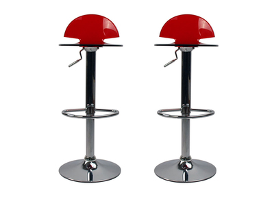 Tabouret de bar design plexiglas rouge transparent lot de 2 ORION