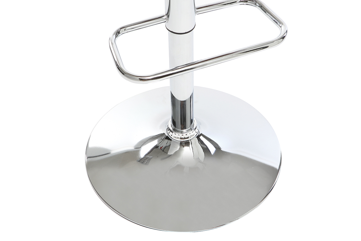 Tabouret de bar design polyur�thane blanc et bois fonc� MARTY