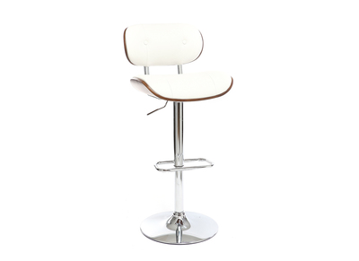 Tabouret de bar design polyur&eacute;thane blanc et bois fonc&eacute; MARTY