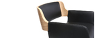 Tabouret de bar design polyuréthane noir et bois clair RAY