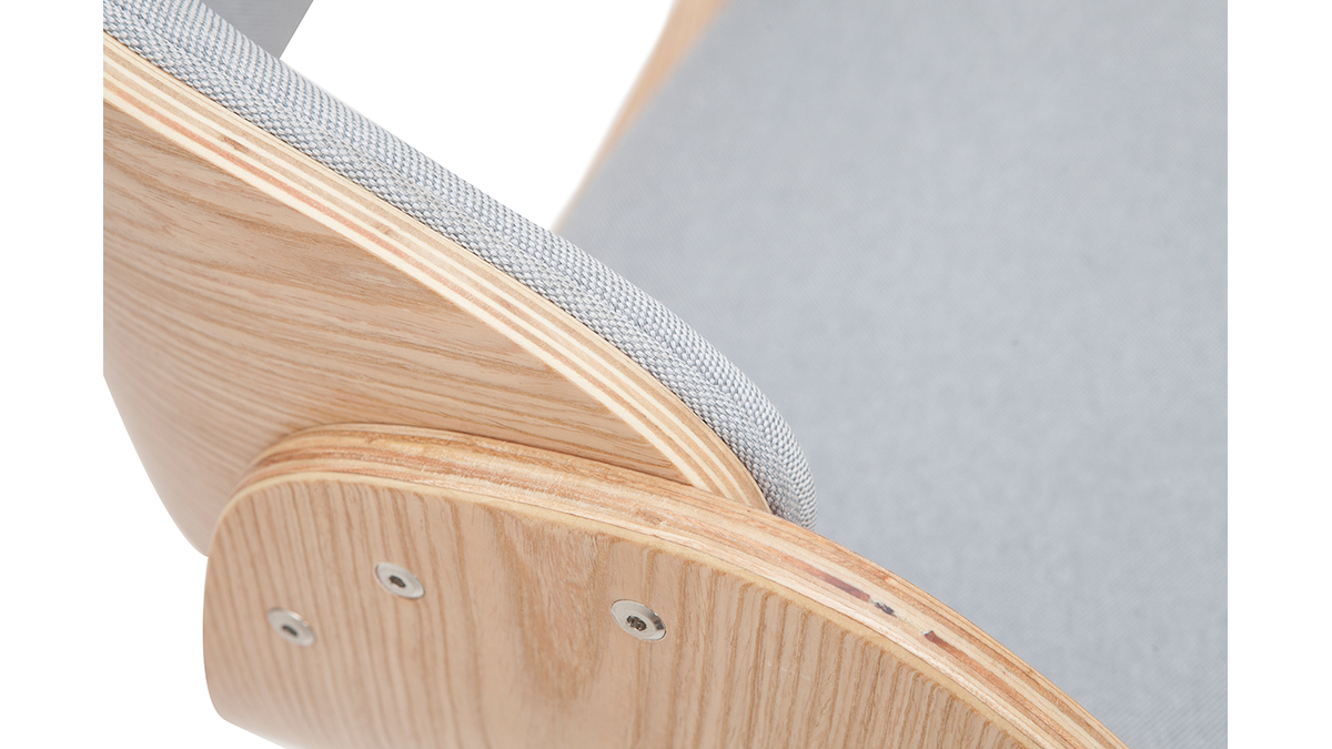 Tabouret de bar design réglable en tissu gris et bois clair BENT
