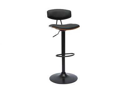 Tabouret de bar design réglable noir et bois foncé VASCO