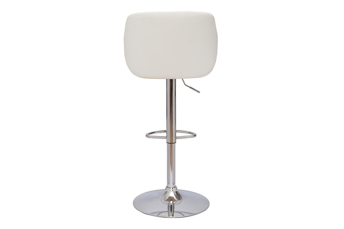 Tabouret de bar design r�glable pivotant 360� blanc et bois clair LUCIEN