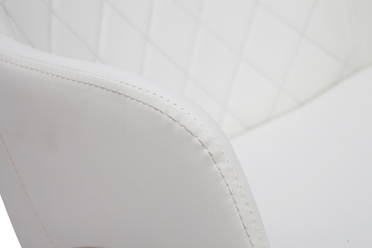 Tabouret de bar design r�glable pivotant 360� blanc et bois clair LUCIEN